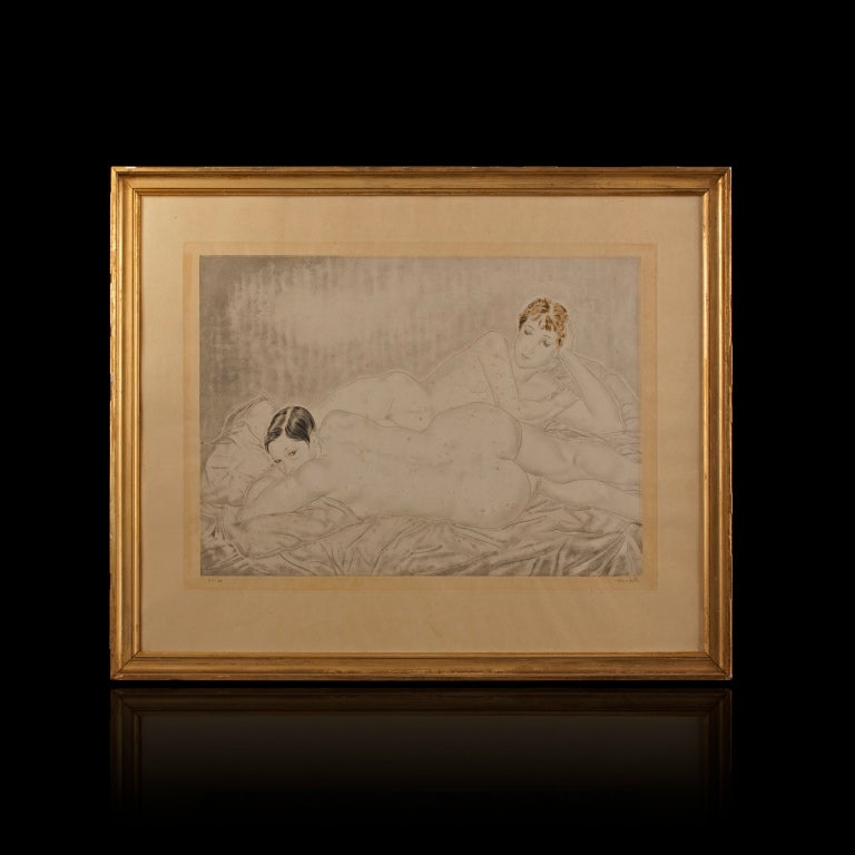 FOUJITA. Etching The Two Friends, Brunette and Blonde