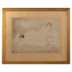 FOUJITA. Etching The Two Friends, Brunette and Blonde