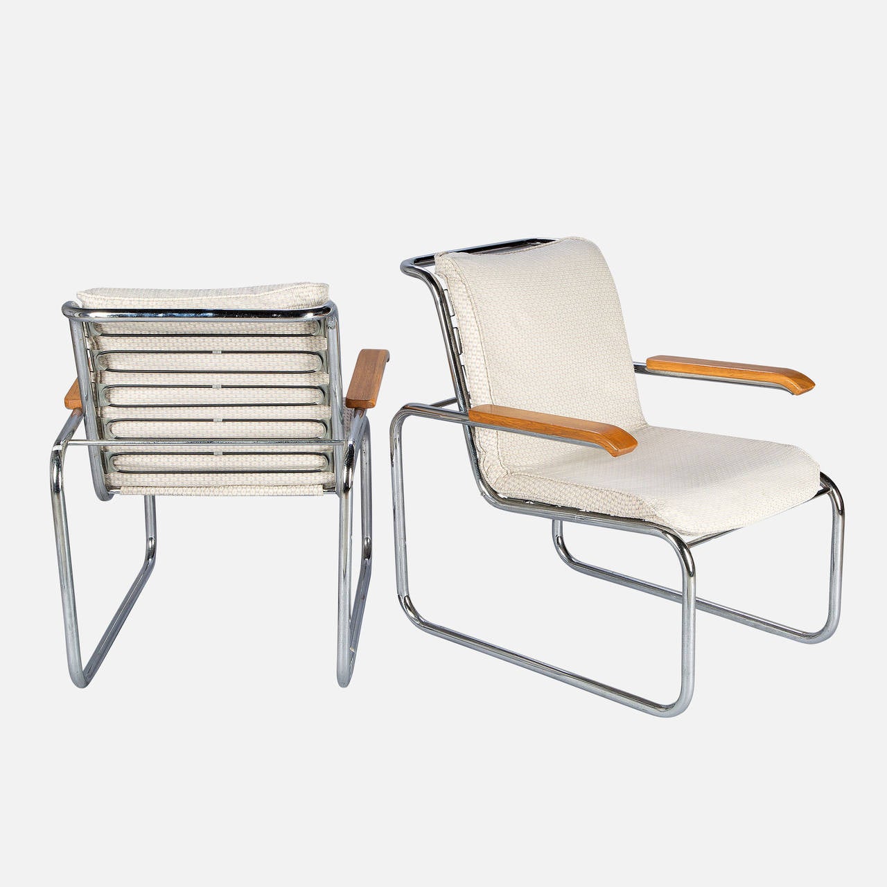 Marcel Lajos Breuer (1902-1981) Pair of chrome armchairs, model 