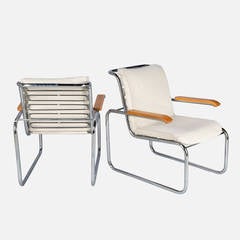 Marcel Breuer Chrome Armchairs Model B35, Knoll Edition