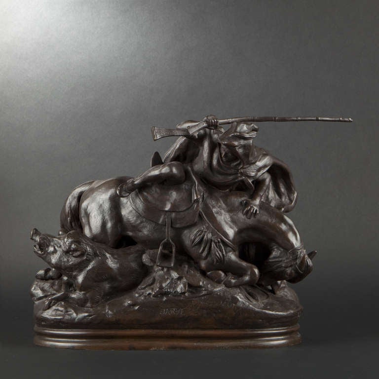After Antoine Louis Barye. Bronze Moor Horseman