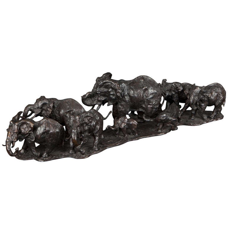 José Maria David Bronze Herd of African Elephants For Sale at 1stDibs
