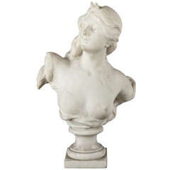 Paul GASQ. White marble bust of lady