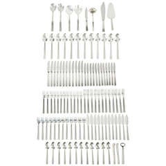 Georg Jensen Silver Flatware Set in Bernadotte Pattern