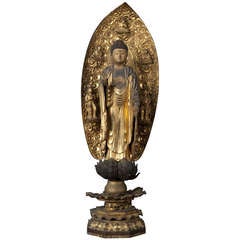 Lacquered Wood Statuette of Amita Butsu, Japan 18th Century