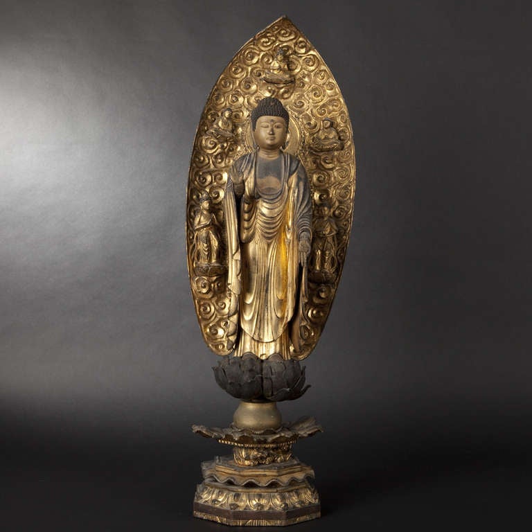 Lacquered Wood Statuette of Amita Butsu, Japan 18th Century