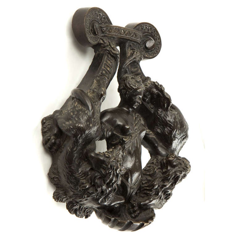18th Century and Earlier Bronze 16th Century Door Knocker Attributed to Aspetti or Tavagni