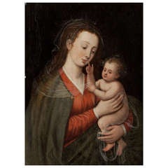 Antwerp School circa 1600. Virgin Mary with Infant Jesus, painting