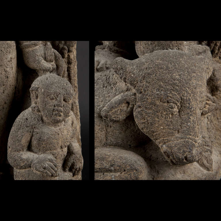 Stele of Durga Mahishasuramardini, Indonesia, 13th to 14th Century For Sale 1
