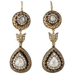 Pair of Gold and Diamond Pendant Earrings
