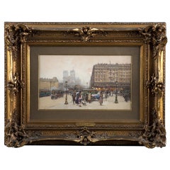 Antique Notre-Dame de Paris, View of Place Saint Michel