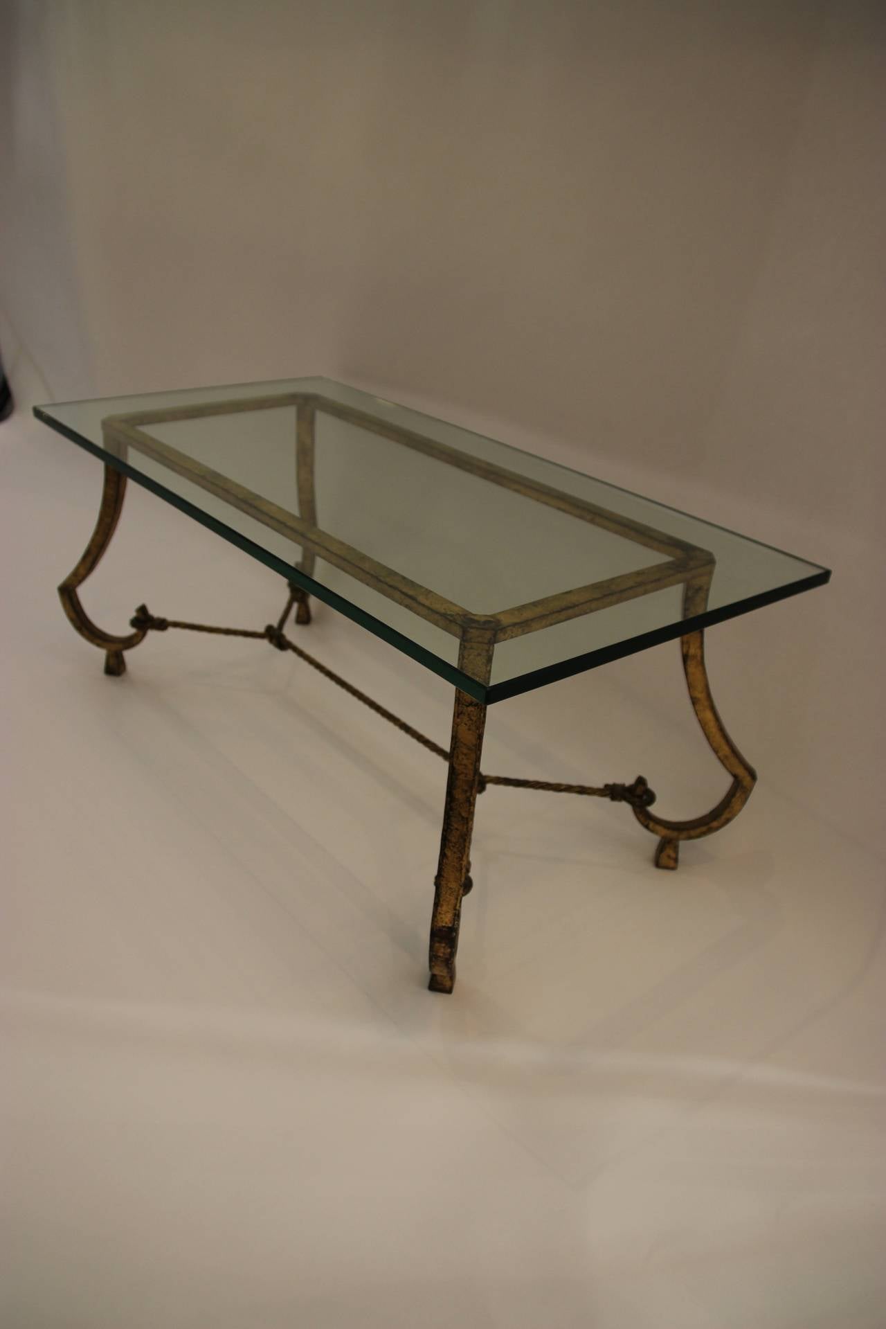 Mid-Century Modern Maison Ramsey, Gilded Iron Coffee Table, France, circa 1960