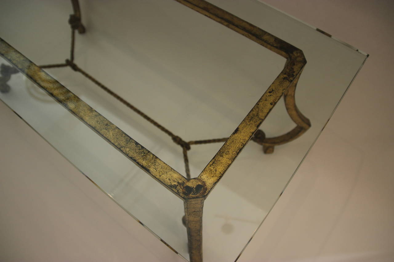 Maison Ramsey, Gilded Iron Coffee Table, France, circa 1960 In Good Condition In Nice, Cote d' Azur