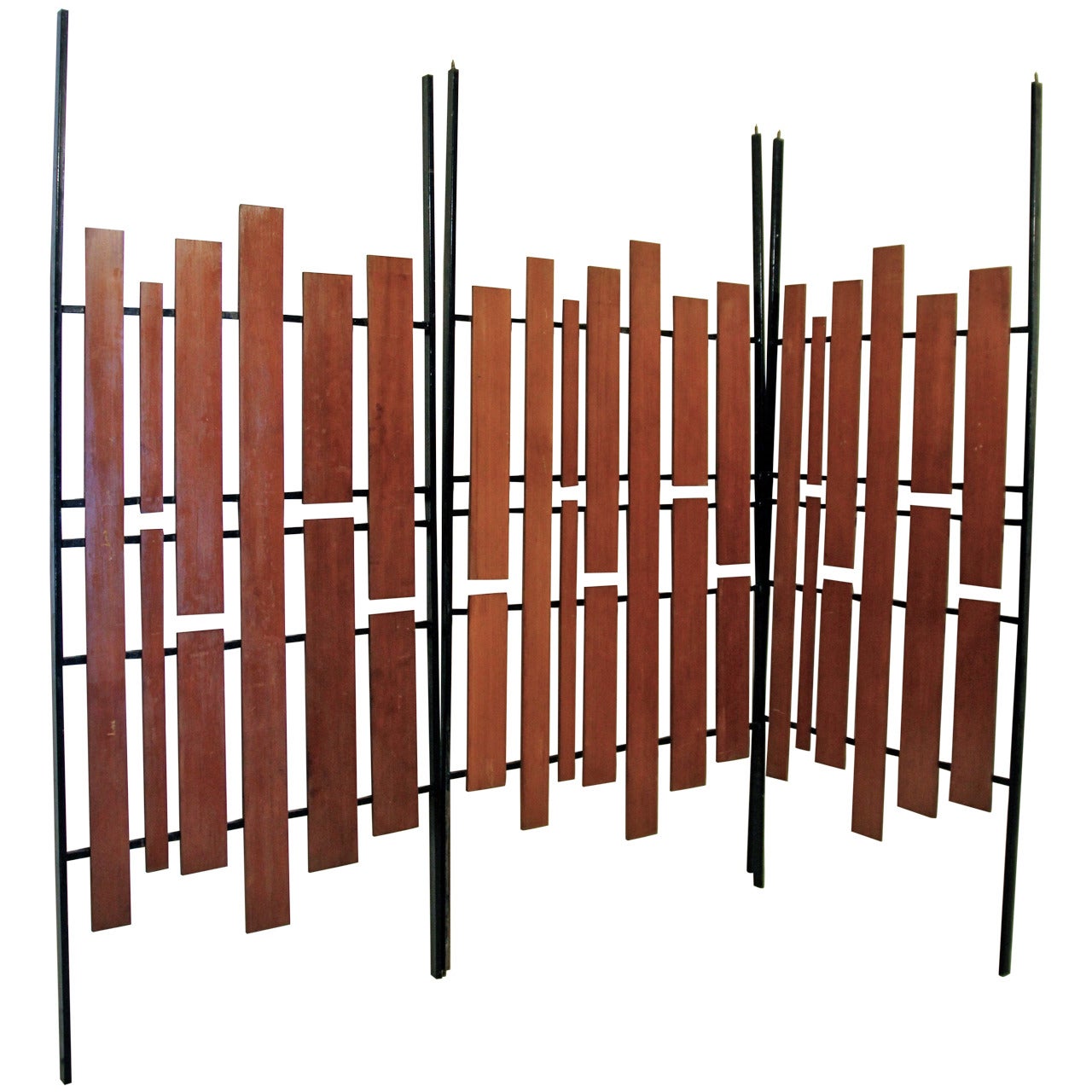 Set of Three Screens, Wood and Iron, circa 1960, Italy