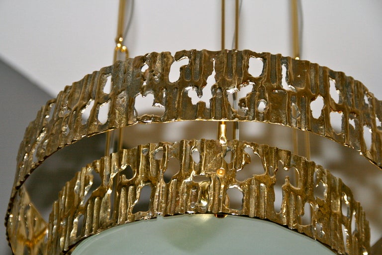 Italian Angelo Brotto Style Chandelier, Edited by Esperia, circa 1970.