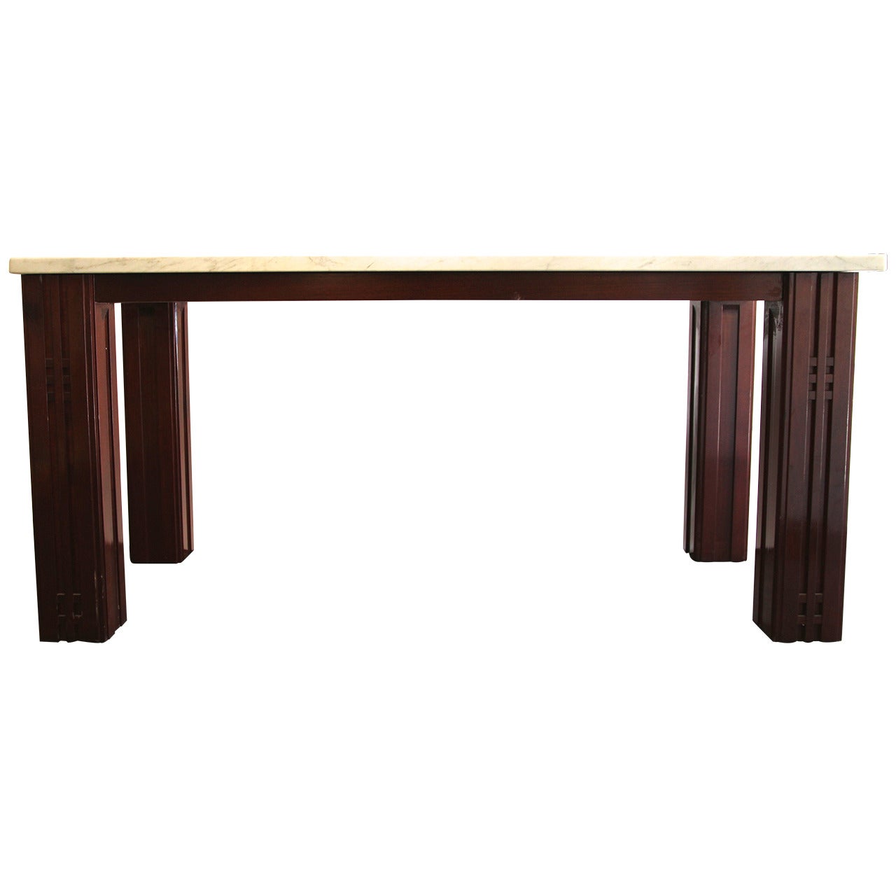 Console by Giorgetti in Mahogany and Carrara Marble, circa 1980 Italy