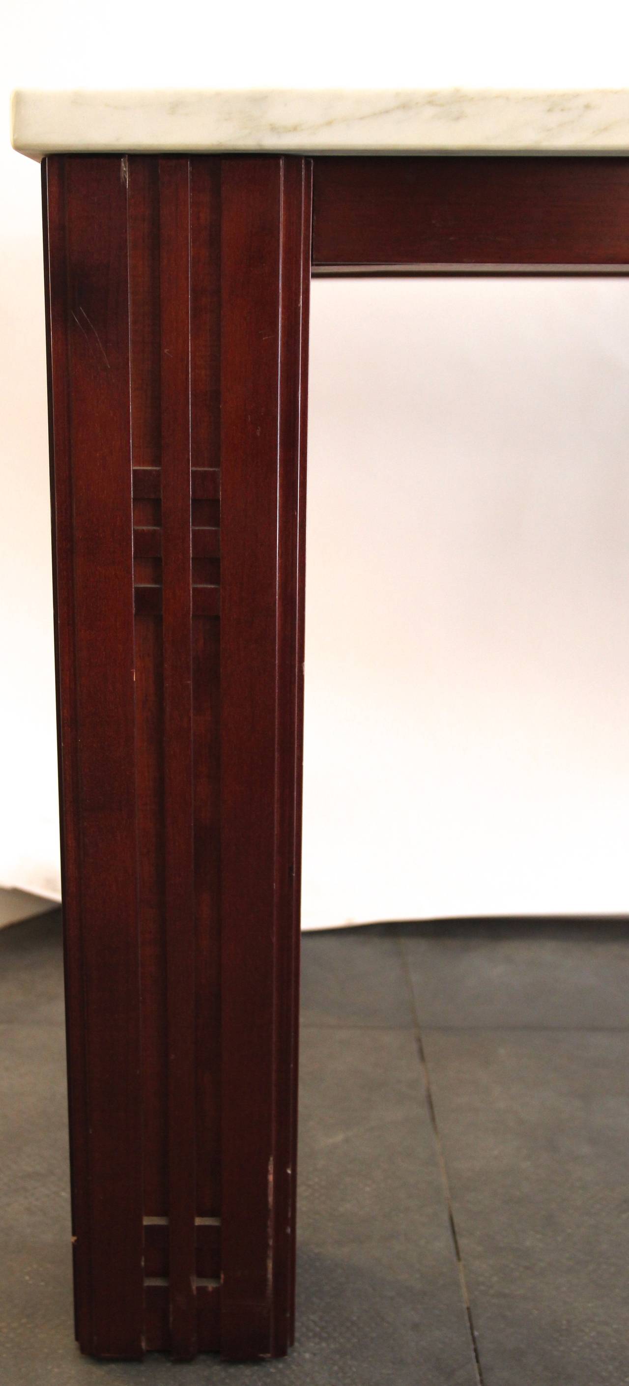 Console by Giorgetti in Mahogany and Carrara Marble, circa 1980 Italy 1