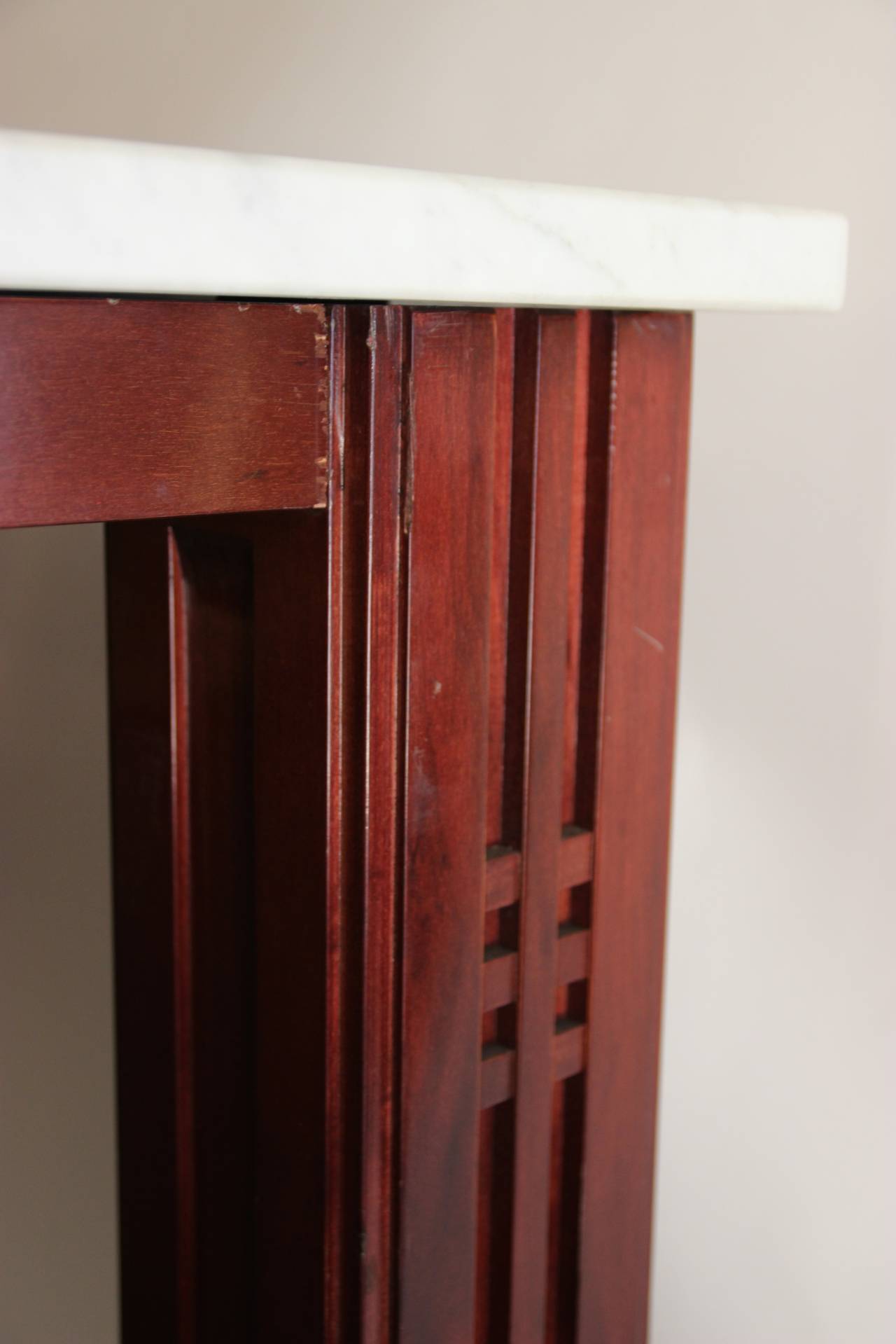 Late 20th Century Console by Giorgetti in Mahogany and Carrara Marble, circa 1980 Italy