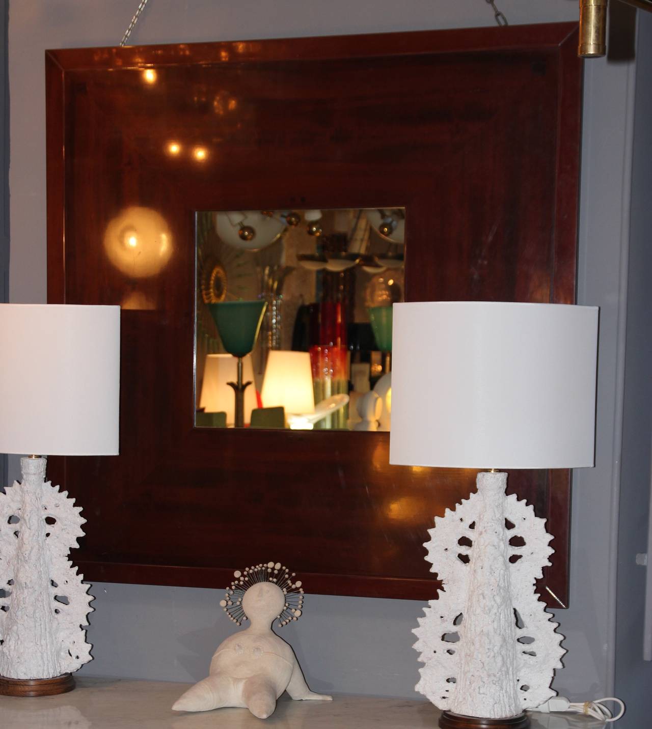 Wall Mirror by in Mahogany, circa 1980 Italy For Sale at 1stDibs