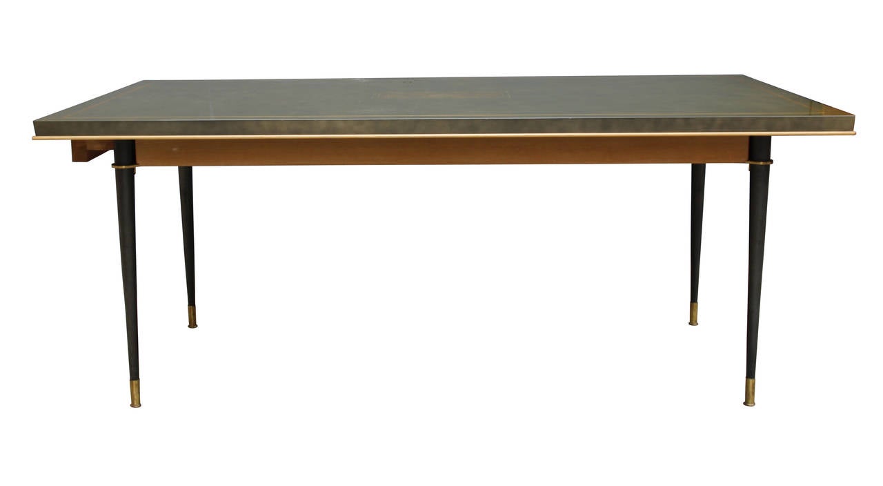 Dining room table by Baptistin Spade (1891-1969),
Iron and bronze feet,
