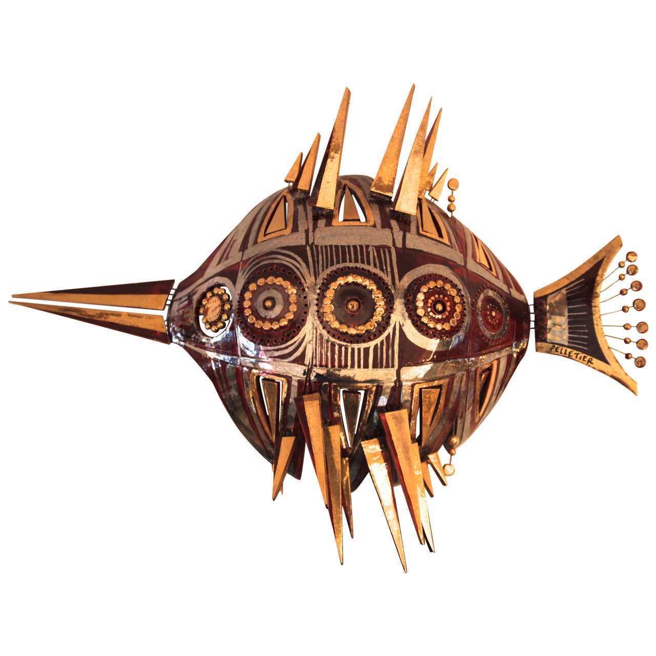 Georges Pelletier, "Fish" Sconce, Signed, circa 1980, France