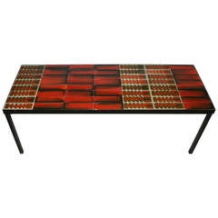 Roger Capron Signed Ceramic Coffee Table, circa 1970 France