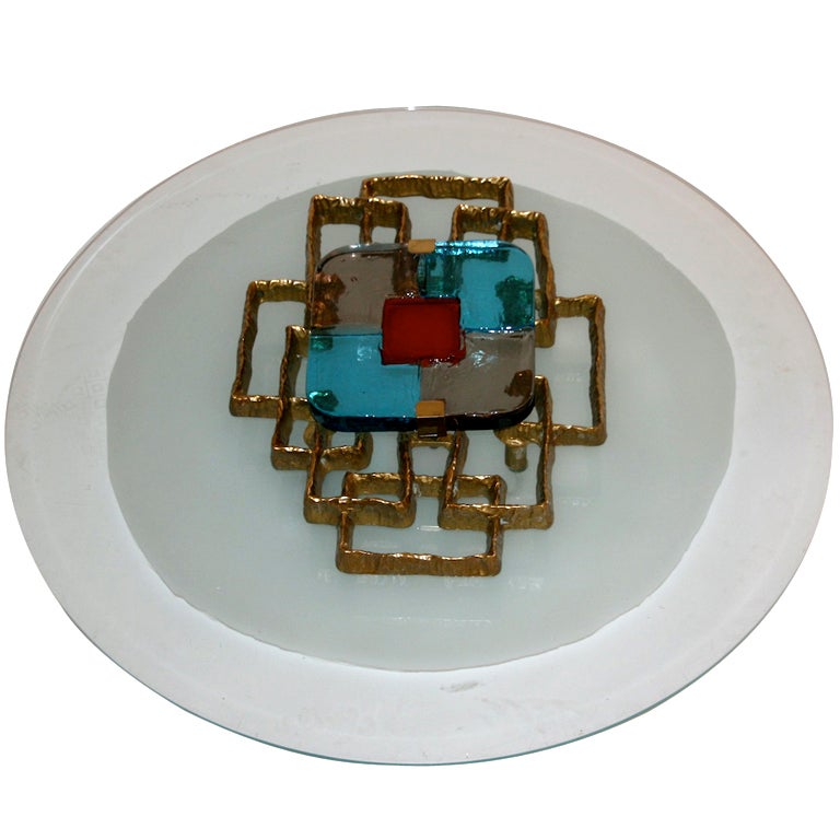 Angelo Brotto Style, wall sconce, bronze and Venini glass luster, circa 2000.