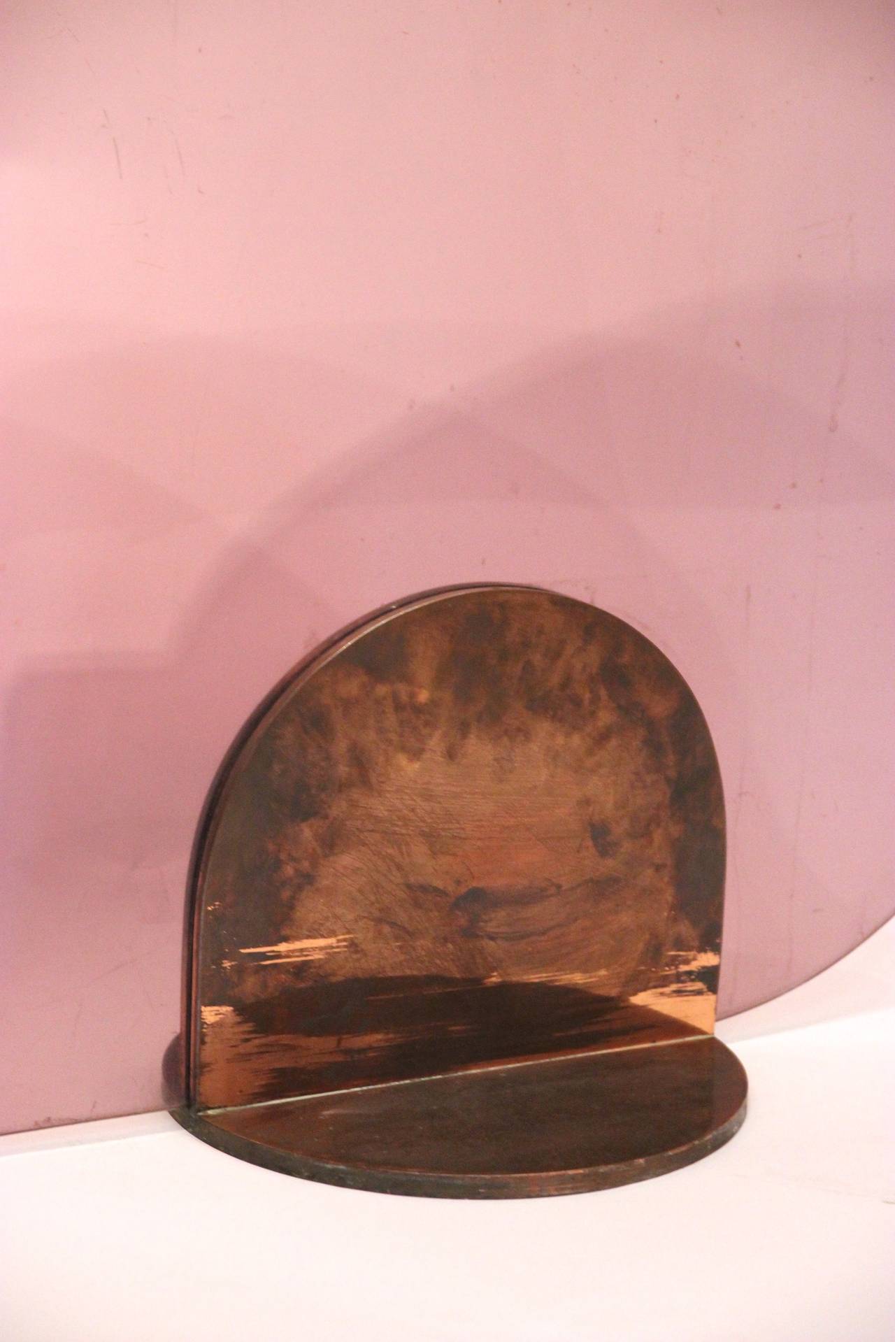 Late 20th Century Set of Four Screens, Pink Smoked Plexi and Foot Bronze, Circa 1970, France.