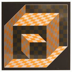 Victor Vasarely, „Axo“, Paraventdruck auf Aluminium, 1977, signiert