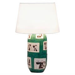 Guido Gambone Signed Ceramic Table Lamp, circa 1950 Italy 4