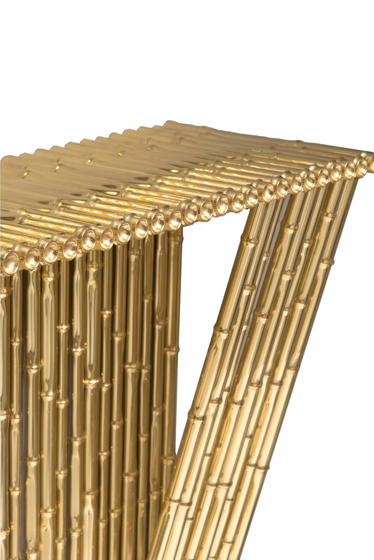 Mid-Century Modern Ferruccio Laviani Console Table in Gold-Plated Brass, circa 2010 Italy