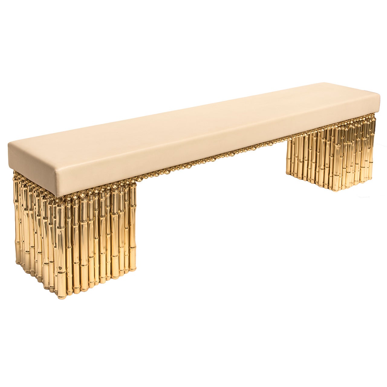 Ferruccio Laviani, Pair of Benches, Gold-Plated Brass, Italy, circa 2010