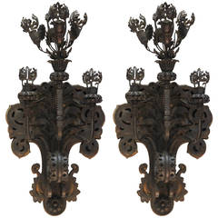 Alessandro Mazzucotelli Pair of Iron Sconces, circa 1910 Italy 6