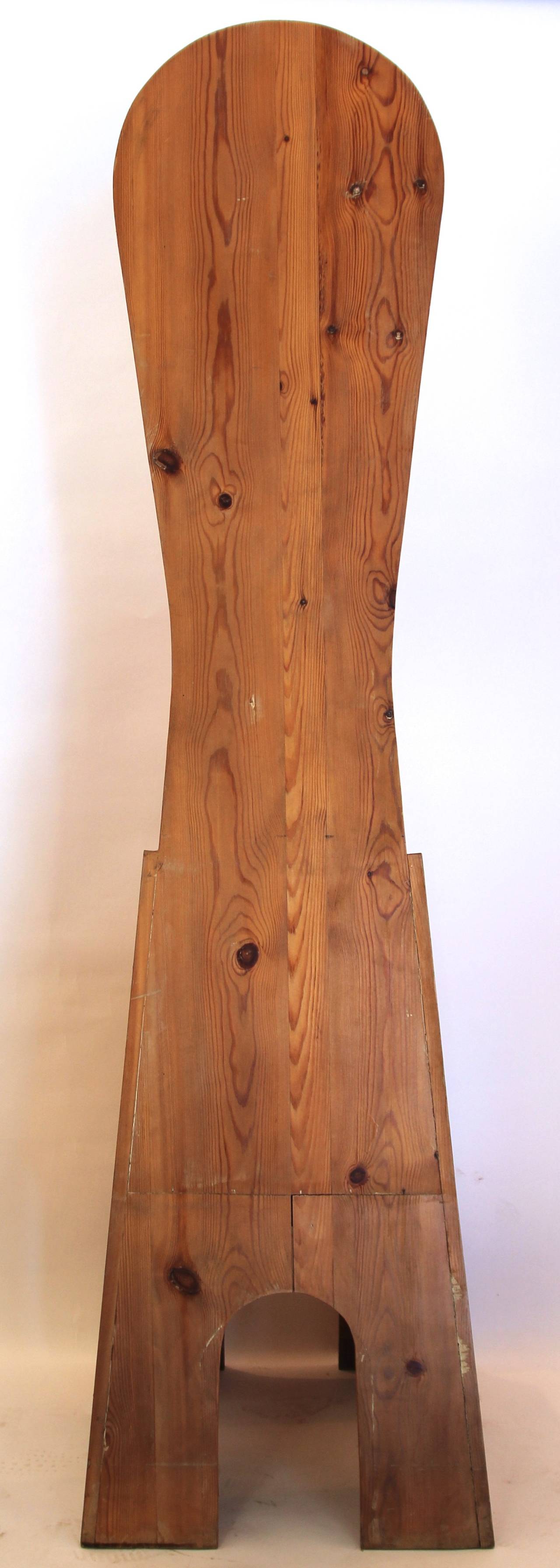 Mid-Century Modern Mario Ceroli Pair of Pine Wood Russia Armchairs, Poltronova Edition, Italy