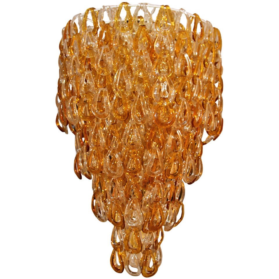 Mazzega style, Murano Glass chandelier, circa 1980, Italy.
