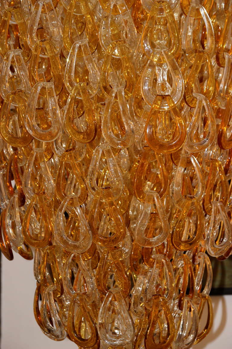 Mid-Century Modern Mazzega style, Murano Glass chandelier, circa 1980, Italy.