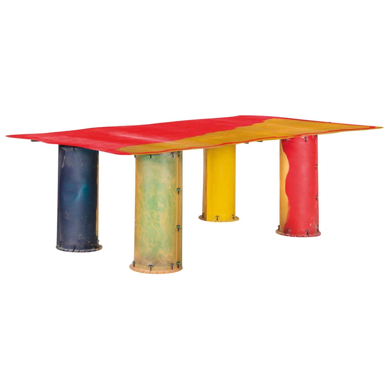Gaetano Pesce Red Polyurethane Resin Table with Fish Design, circa 2000, Italy