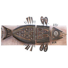 Georges Pelletier, Glazed ceramic fish sculpture, signed, Circa 1970, France.