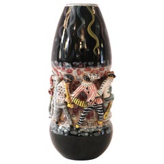 San Polo, Vase "comedia dell arte", signed, Circa 1955 Italy.