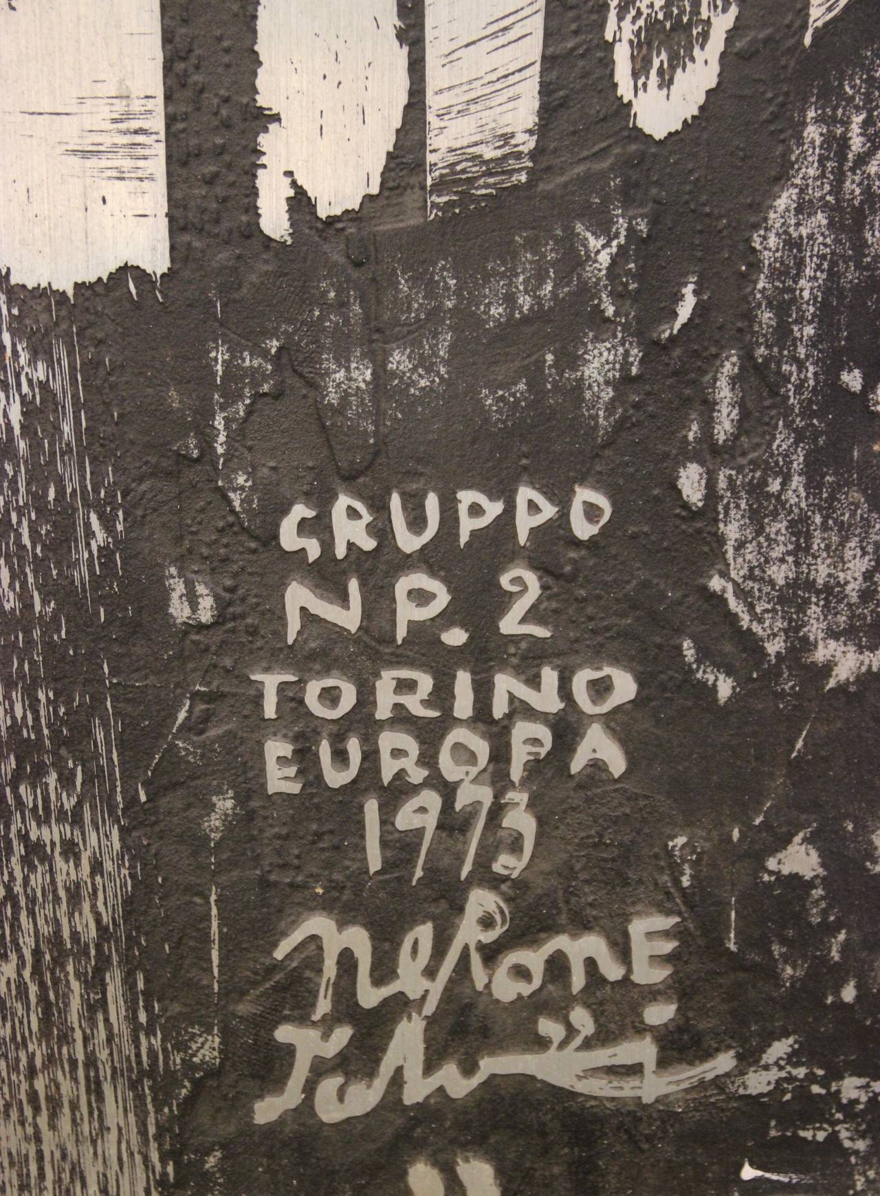 Nerone Patuzzi, NP2 model, large engraving on zinc,
signed: Gruppo NP.2, Torini EUROPA 1973 Patuzzi Nerone,
Production NP2, circa 1973, Italy.
Height: 2.30m, width: 150 cm.