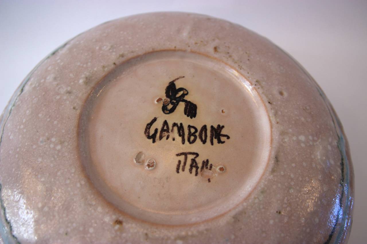 Ceramic Guido Gambone Signed Polychrome Earthenware Bowl, Italy circa 1960