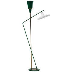 Floor Lamp, Marble, Lacquered Metal, Gilded Brass, circa 1950, Italy