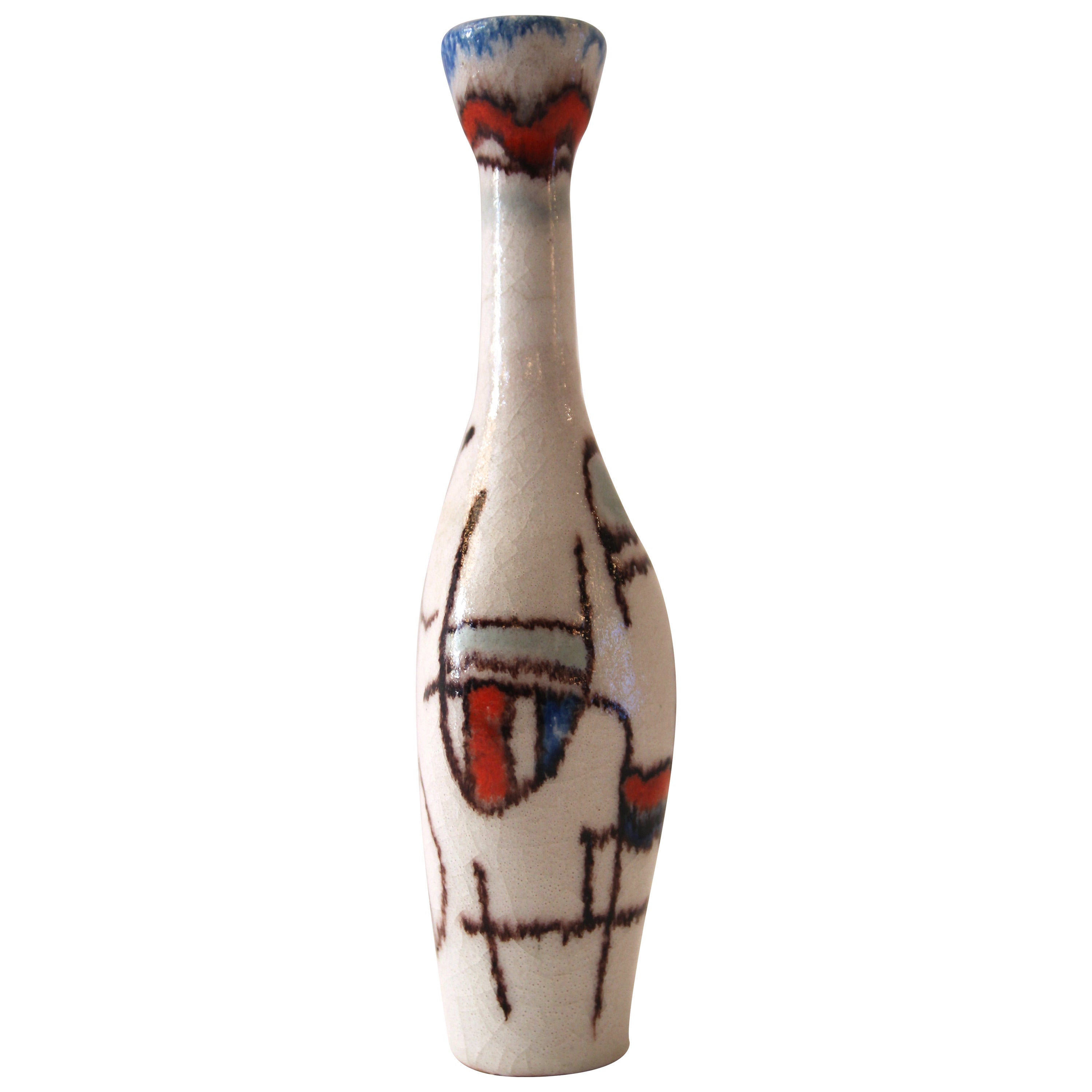 Guido Gambone Signed Ceramic Bottle, Italy circa 1960