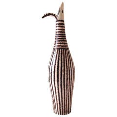 Guido Gambone Signed Ceramic Bottle, Italy circa 1960 7