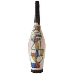 Guido Gambone Signed Ceramic Bottle, Italy circa 1960 10
