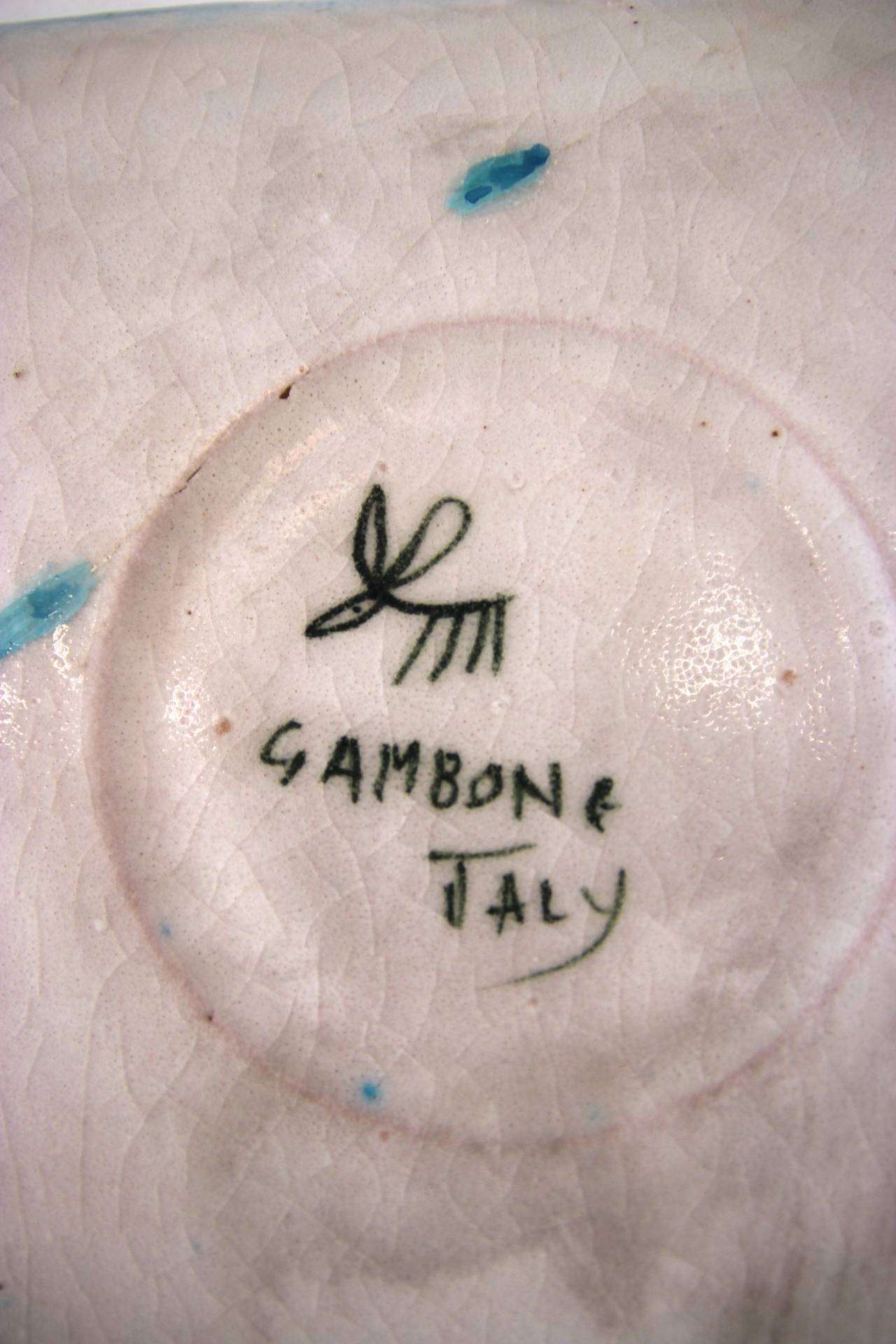 Glazed Guido Gambone, Polychrome Earthenware Plate, Signed, circa 1960, Italy