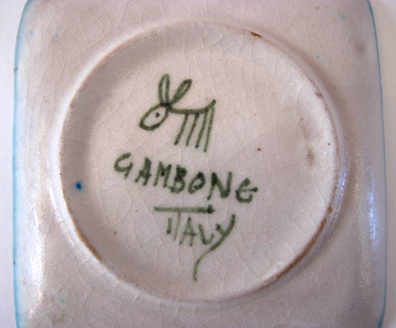 Italian Guido Gambone, Polychrome earthenware plate, signed, Circa 1960, Italy.