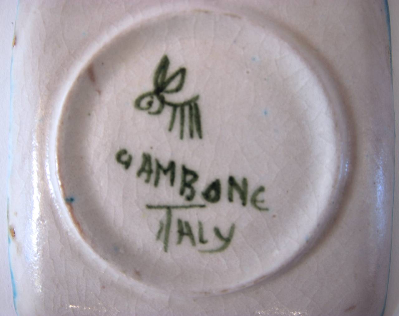 Italian Guido Gambone, Polychrome earthenware plate, signed, Circa 1960, Italy.