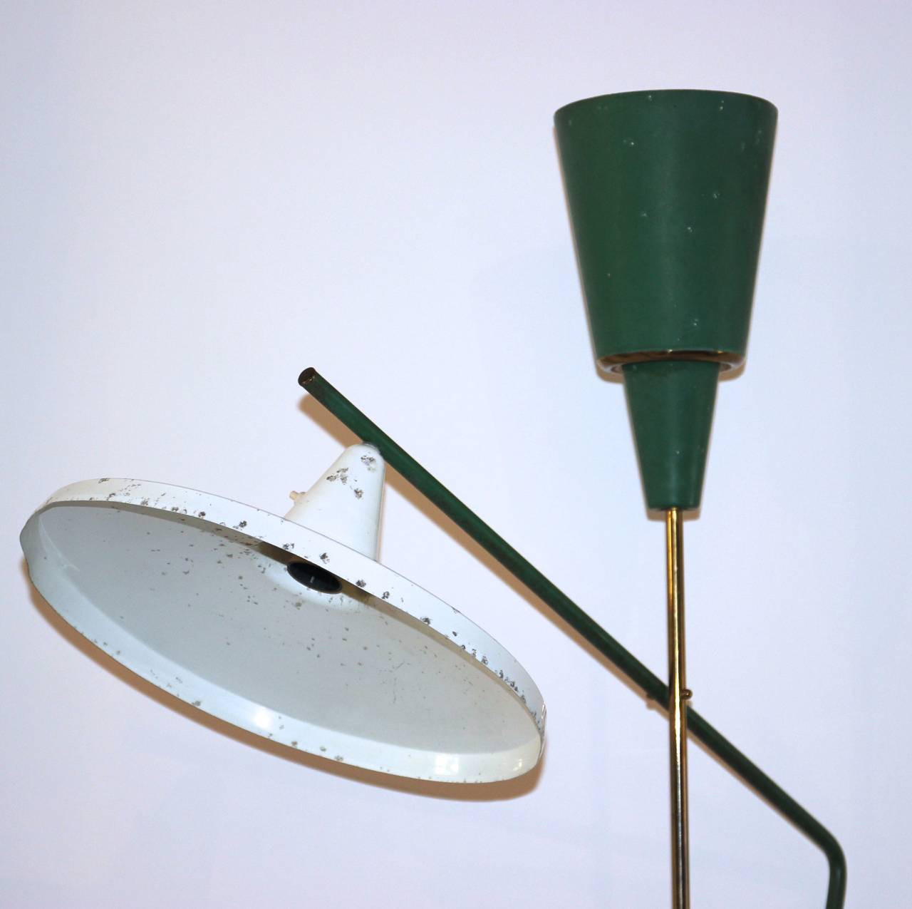 Mid-Century Modern Floor Lamp, Marble, Lacquered Metal, Gilded Brass, circa 1950, Italy
