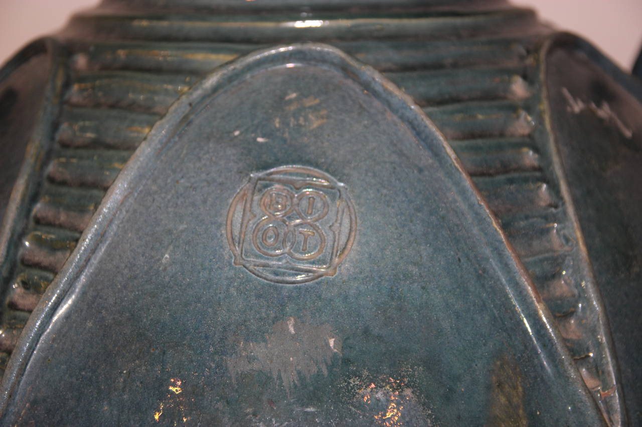 Ceramic Large pottery, Signed: BIOT Glazed ceramic, Circa 1950, France.